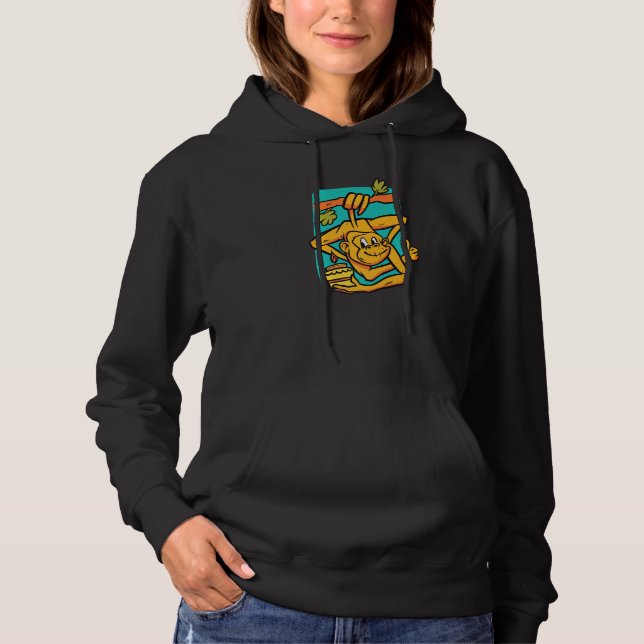 Monkey hanging on the branch in colourful for fore hoodie (Front)