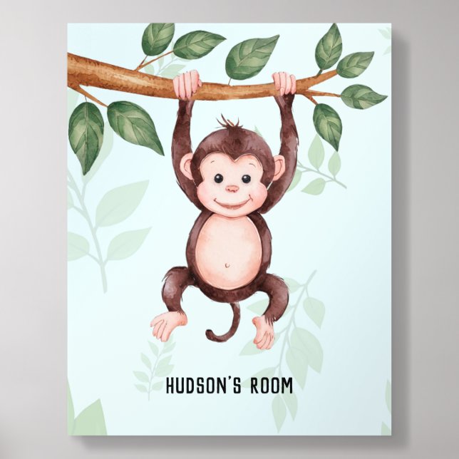 Monkey Hanging out Personalized Name  Acrylic Photo Tile (Front Set)