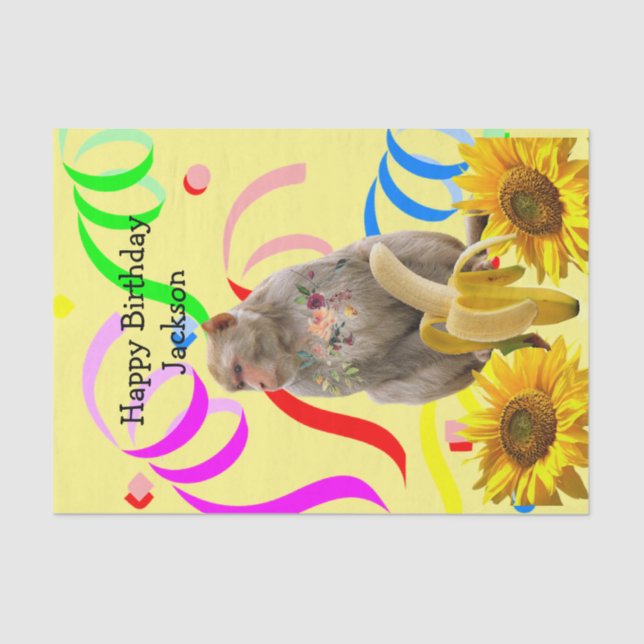 Monkey Happy Birthday Tissue Paper (Front)