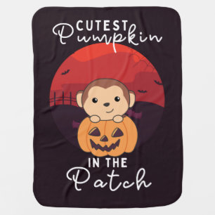 Monkey Happy Halloween Cutest Pumpkin In The Patch Baby Blanket