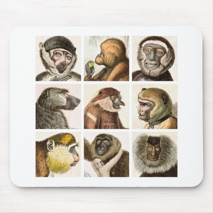 Monkey Head Collage   Mouse Pads