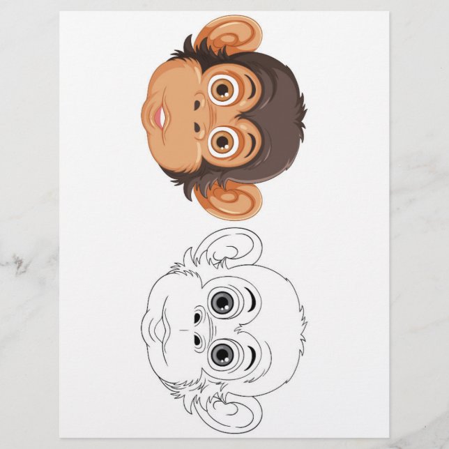 Monkey head  coloring page (Front)