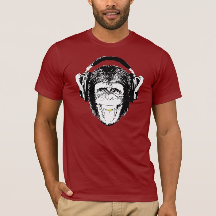 monkey with headphones t shirt