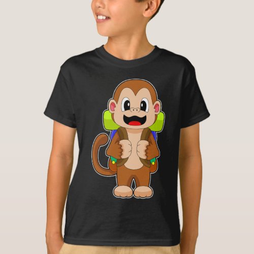 Monkey Hiker Backpack Hiking T_Shirt