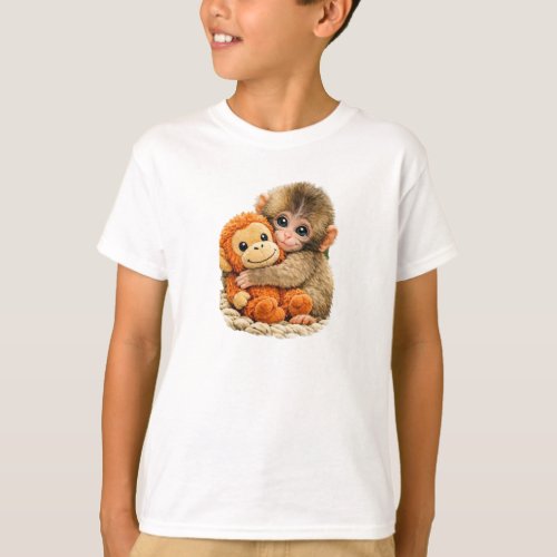 “Monkey Hug with Buddy”. T-Shirt