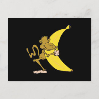 monkey hugging banana postcard