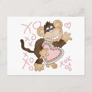Monkey Hugs And Kisses Tshirts And Gifts Postcard by valentines_store at Zazzle