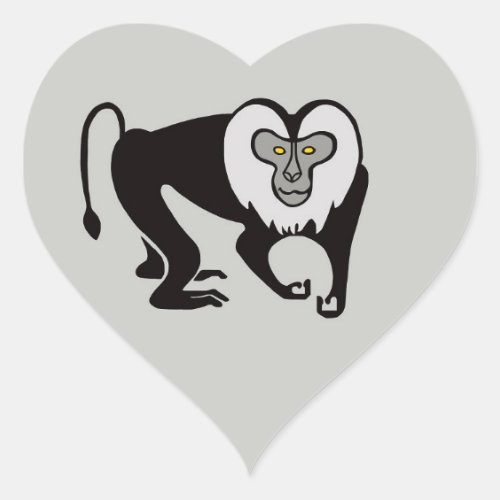 Monkey I love Lion_ tailed MACAQUEs _ Wildlife _ _ Heart Sticker