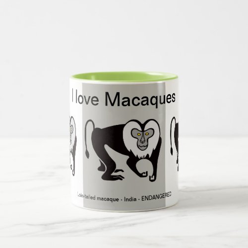 Monkey _ I love MACAQUES _ Animal lover _Wildlife Two_Tone Coffee Mug