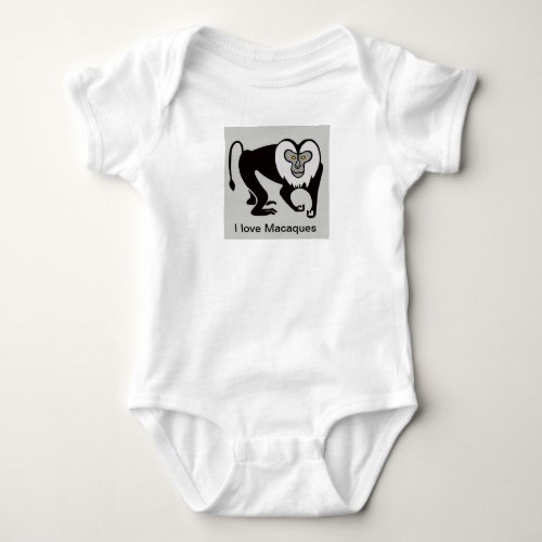  Monkey _ I love MACAQUES _ Endangered animal _  Baby Bodysuit