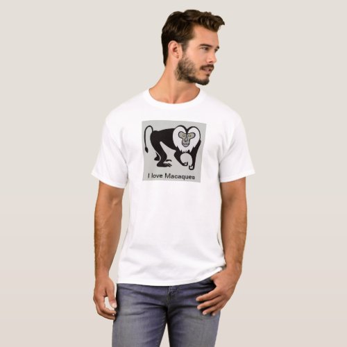  Monkey _ I love MACAQUES _ Endangered animal _  T_Shirt