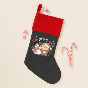 Monkey I Love You Snow Much Snowman Pun Christmas Stocking