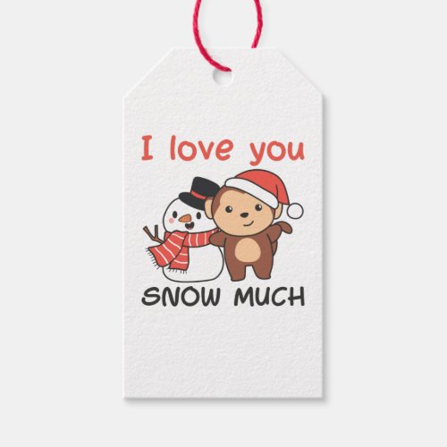 Monkey I Love You Snow Much Snowman Pun Gift Tags