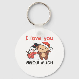 Monkey I Love You Snow Much Snowman Pun Keychain