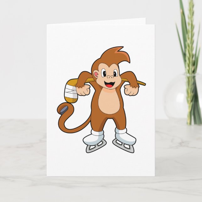 Monkey Ice hockey Ice hockey stick Card (Front)