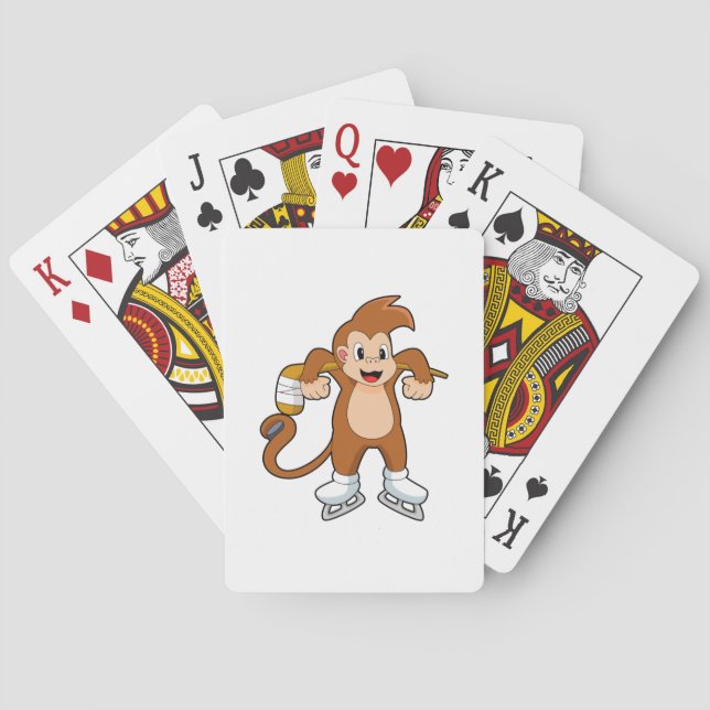 Monkey Ice hockey Ice hockey stick Poker Cards (Back)