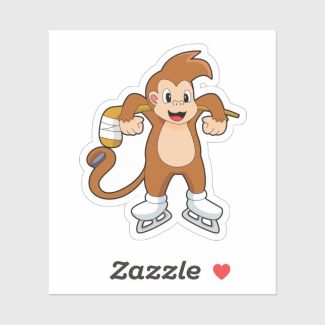 Monkey Ice hockey Ice hockey stick Sticker (Sheet)