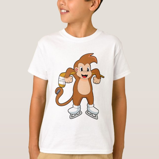 Monkey Ice hockey Ice hockey stick T-Shirt (Front)