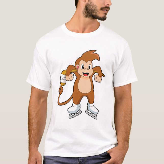 Monkey Ice hockey Ice hockey stick T-Shirt (Front)