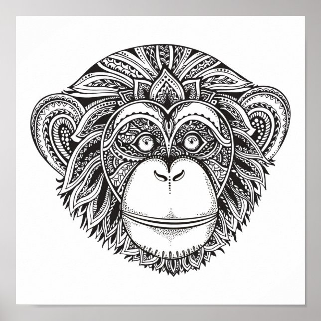 Monkey Illustartion Doodle 2 Poster (Front)