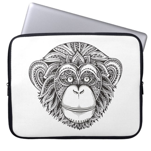 Monkey Illustartion Doodle Laptop Sleeve (Front)