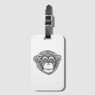Monkey Illustartion Doodle Luggage Tag
