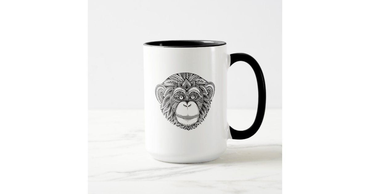 Monkey Illustartion Doodle Mug | Zazzle