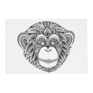 Monkey Illustartion Doodle Placemat