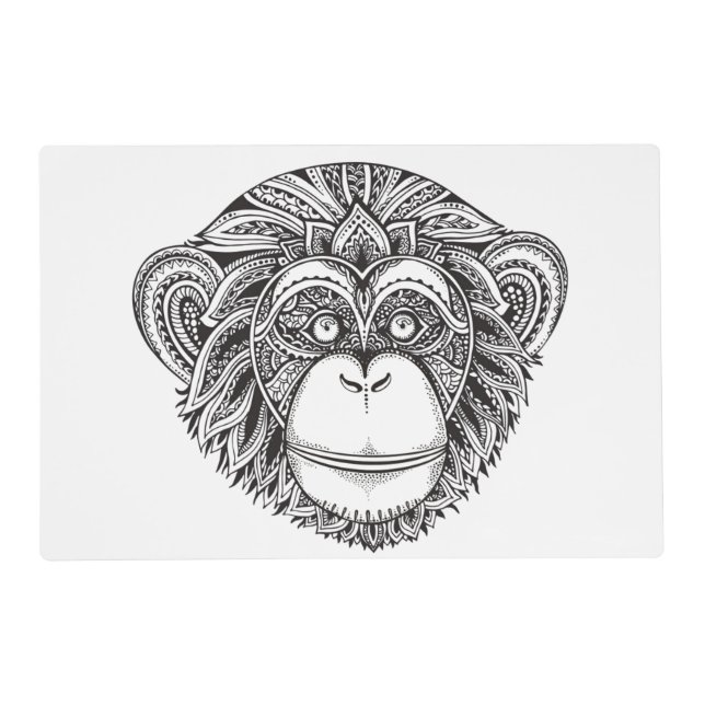 Monkey Illustartion Doodle Placemat (Front)