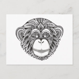 Monkey Illustartion Doodle Postcard