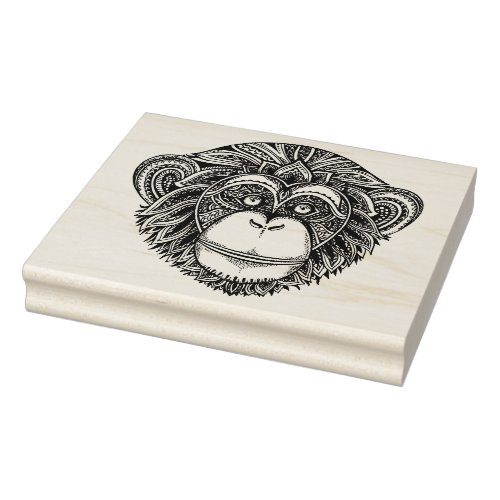 Monkey Illustartion Doodle Rubber Stamp