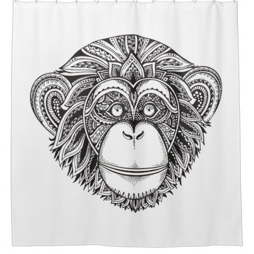 Monkey Illustartion Doodle Shower Curtain