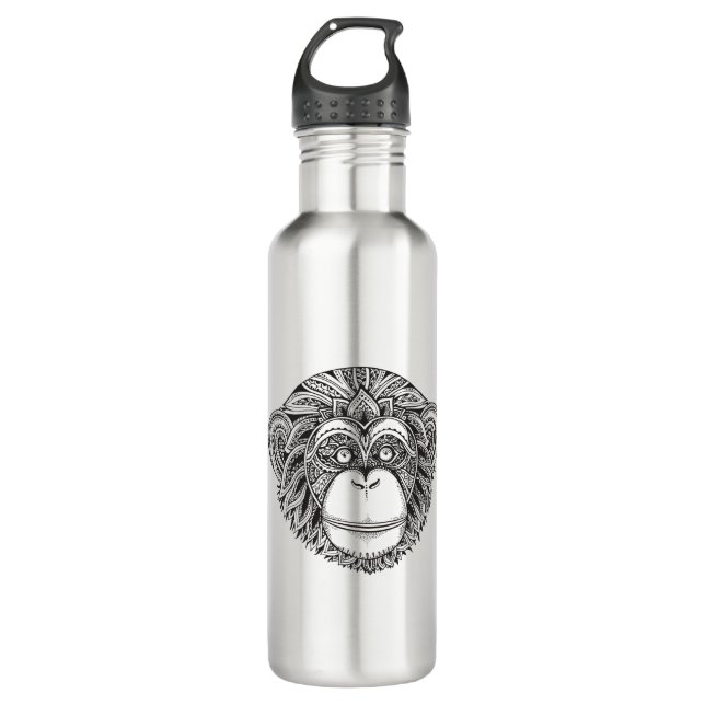 Monkey Illustartion Doodle Stainless Steel Water Bottle (Front)