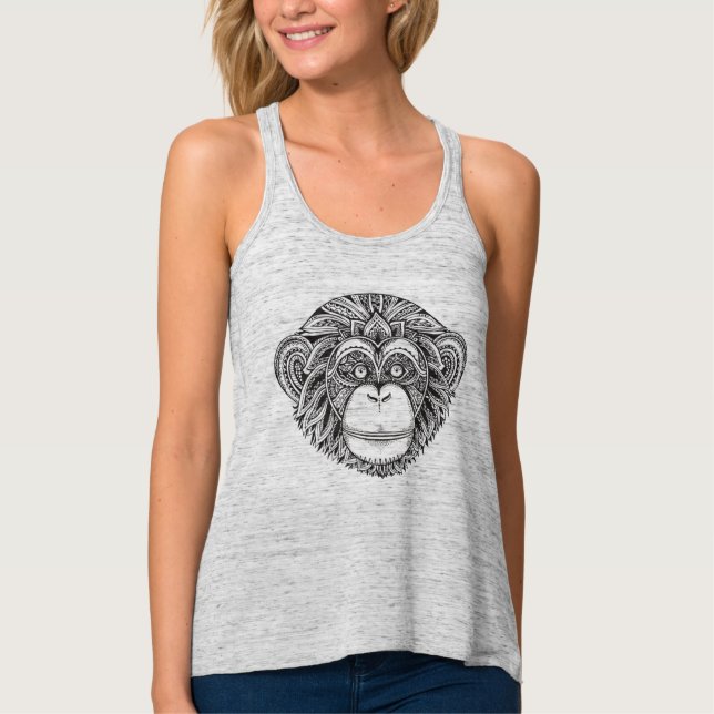 Monkey Illustartion Doodle Tank Top (Front)