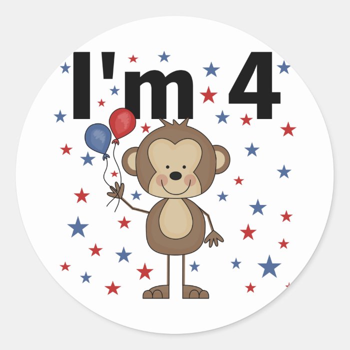 Monkey I'm 4 T shirts and gifts Sticker