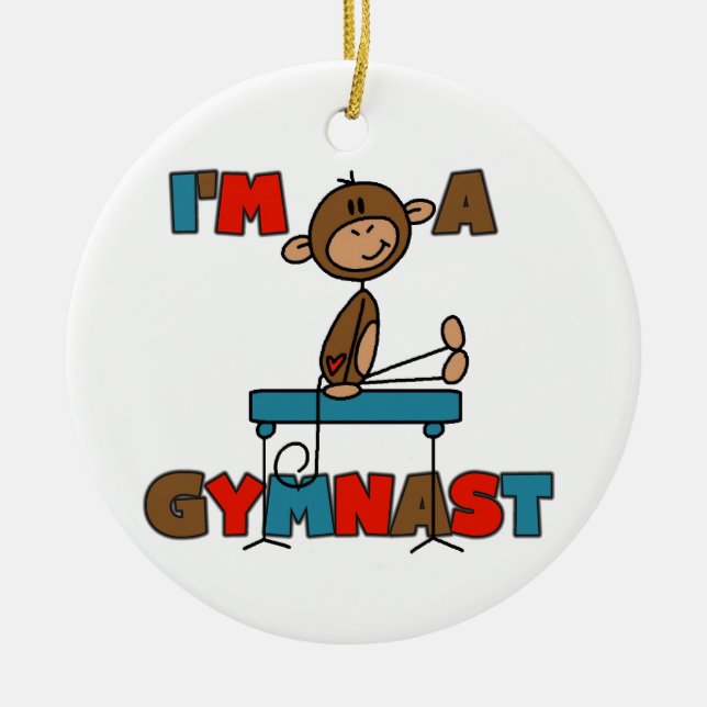 Monkey I'm a Gymnast Ceramic Ornament (Front)
