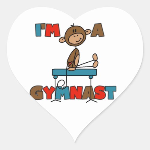 Monkey Im a Gymnast Heart Sticker