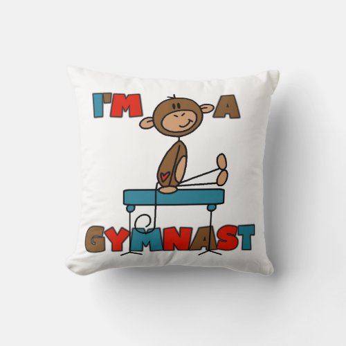 Monkey Im a Gymnast Throw Pillow