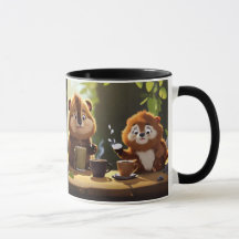 Monkey imaging cup with coffee,mugs,diver