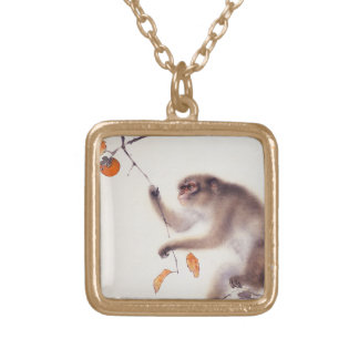 Monkey in a Persimmon Tree Gold Plated Necklace