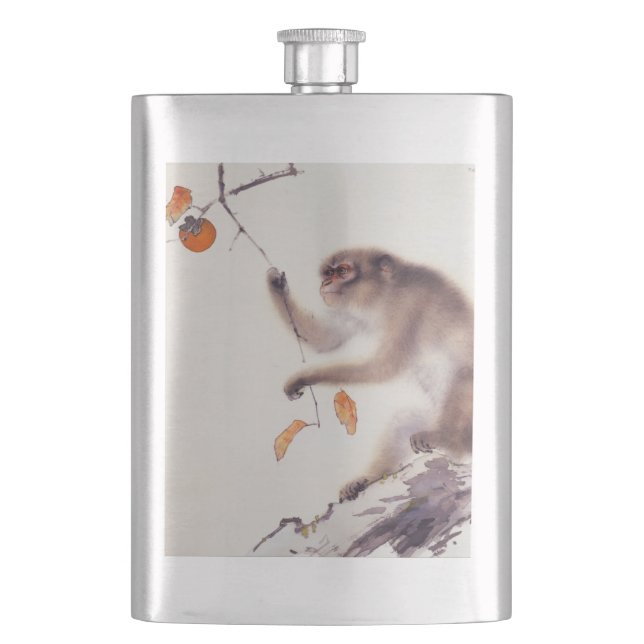 Monkey in a Persimmon Tree Hip Flask (Front)