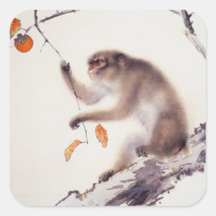Monkey in a Persimmon Tree Square Sticker