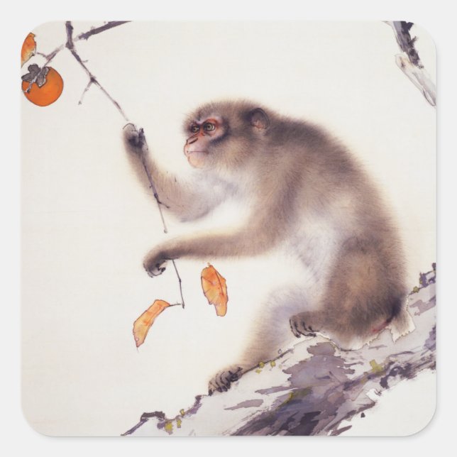 Monkey in a Persimmon Tree Square Sticker (Front)