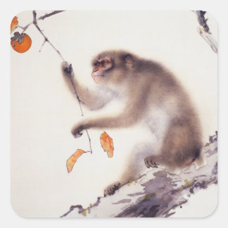 Monkey in a Persimmon Tree Square Sticker