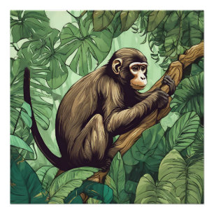 Monkey In A Tree Glossy Poster