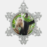 Monkey In Costa Rica Snowflake Pewter Christmas Ornament at Zazzle