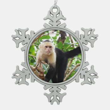 Monkey In Costa Rica Snowflake Pewter Christmas Ornament by GoingPlaces at Zazzle