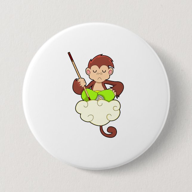 Monkey in Cross legged on Clouds Button (Front)