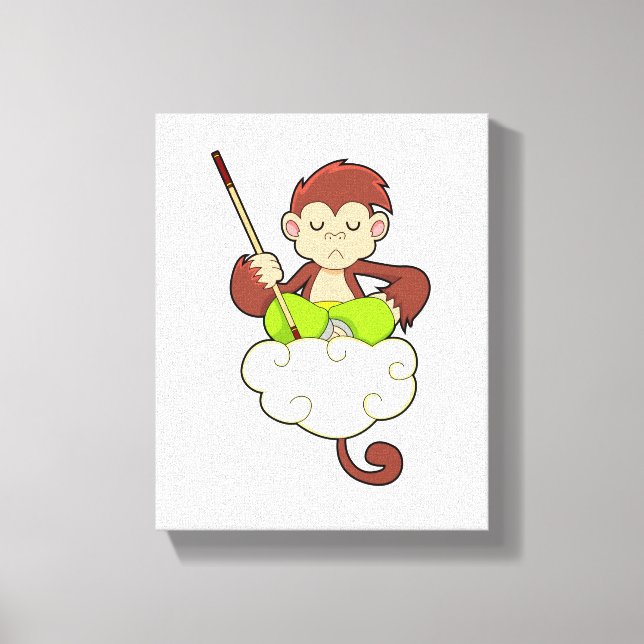 Monkey in Cross legged on Clouds Canvas Print (Front)
