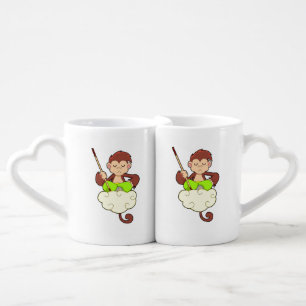 Monkey in Cross legged on Clouds Coffee Mug Set